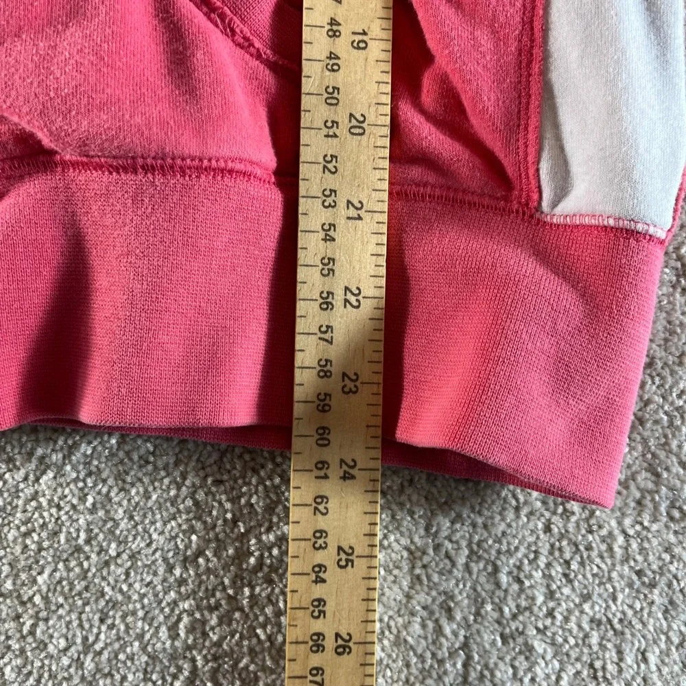 Nike Full Zip Hoodie Womens Large Pink White Sporty Raglan Fleece Jacket